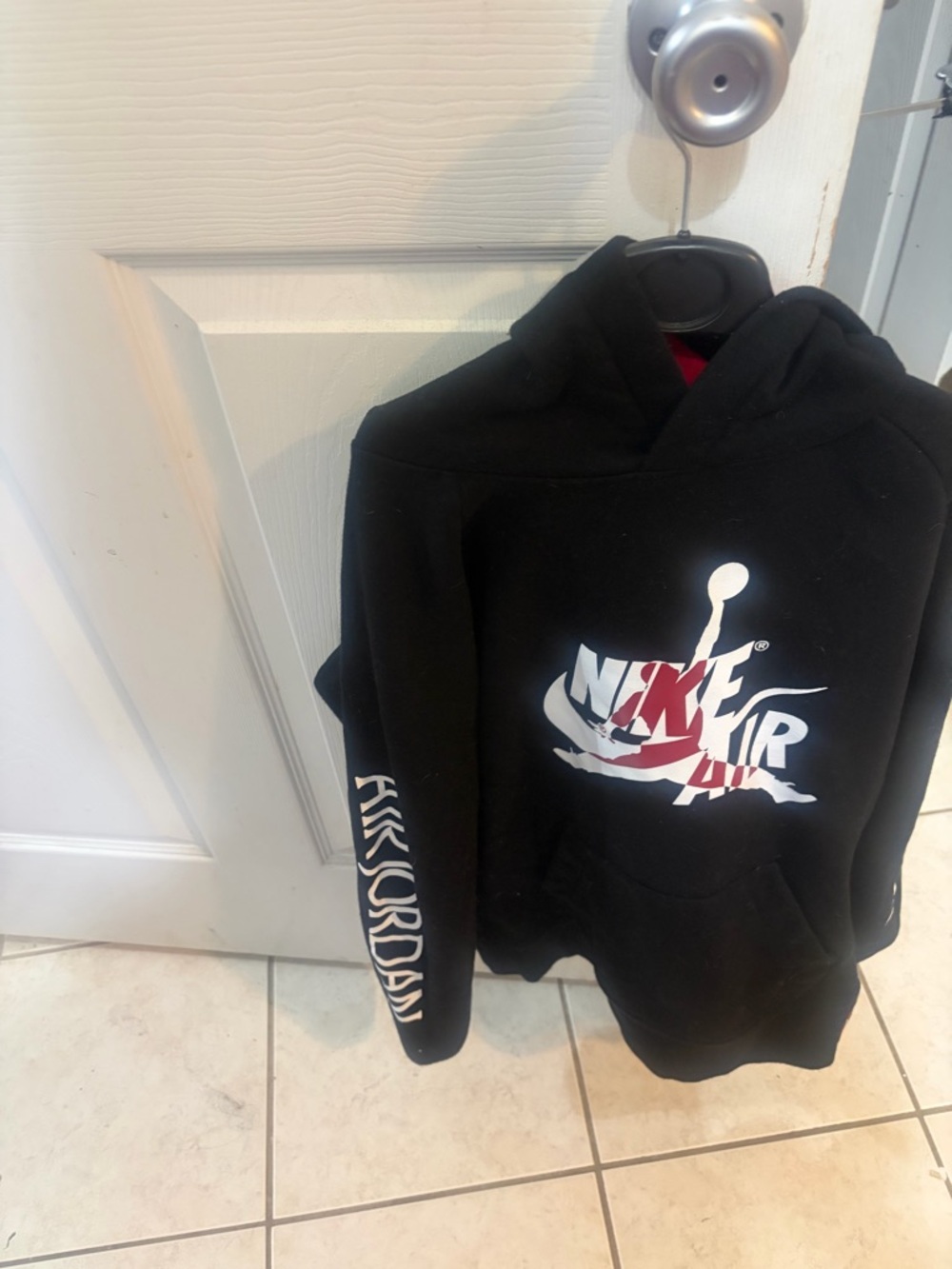 Nike Black Hoodie with White and Red Air Jordan Logo